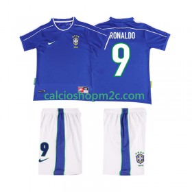 Brasile Ronaldo 9 Retro Bambino Maglia Trasferta 1998 Manica Corta